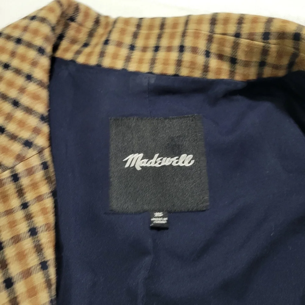 Madewell Caldwell Double Breasted Blazer Desert Check Size XS AA305